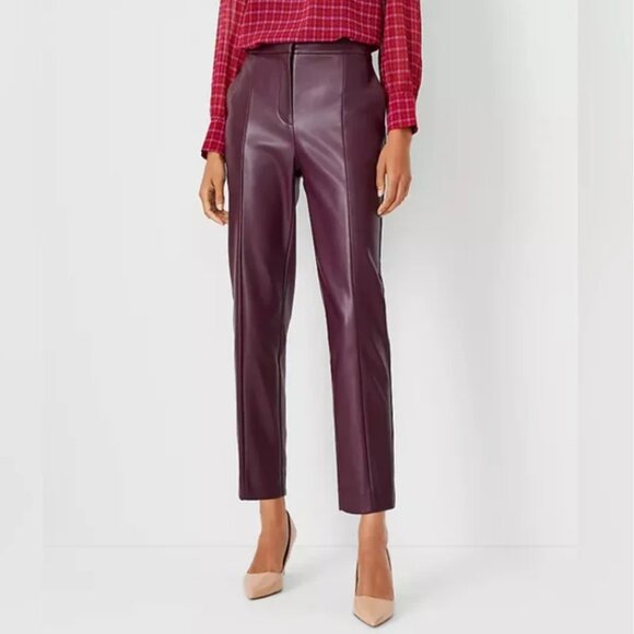 Ann Taylor Eva high-rise faux leather pants  - Size 4, Color: Potent Purple - Picture 1 of 3